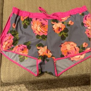 Aerie Pink and Gray Floral Pajama Shorts